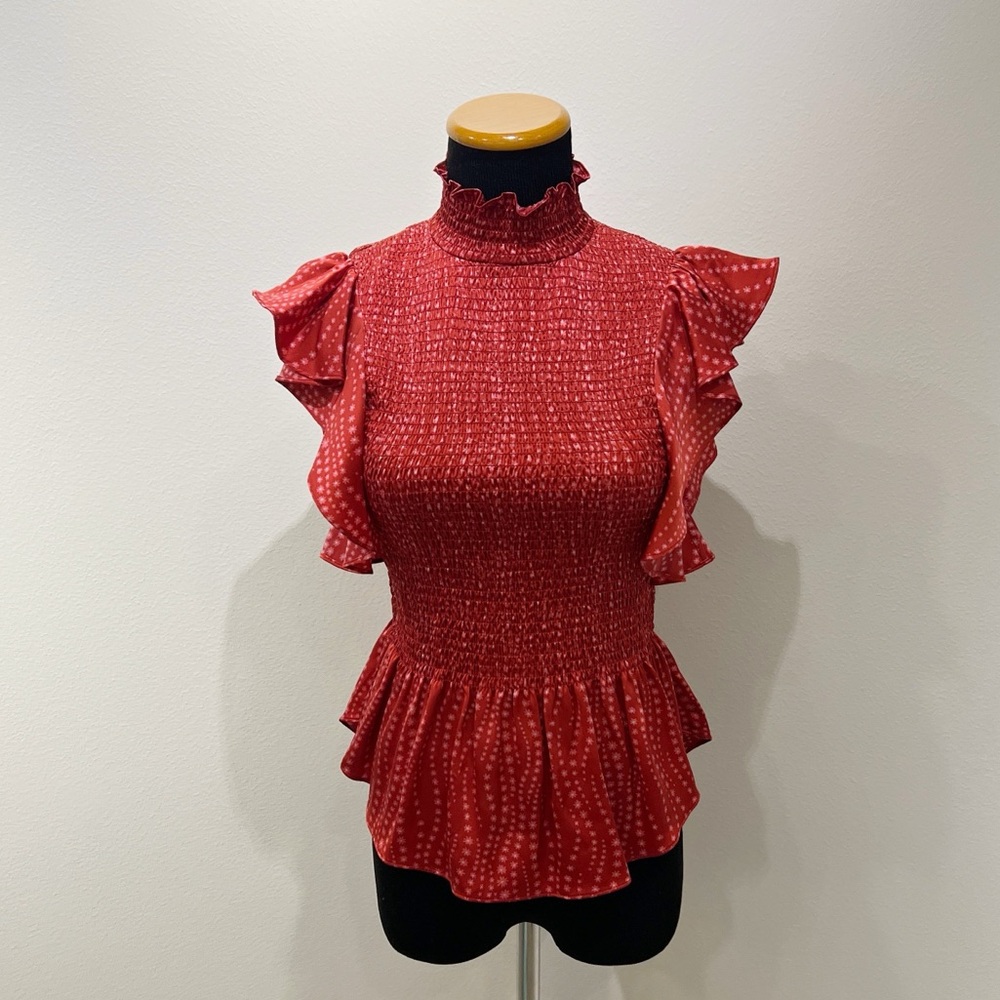 Cinq a Sept Kimiko Smocked Silk Top - Picture 4 of 13